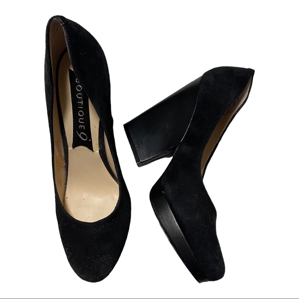Elegant Black Suede Block Heels